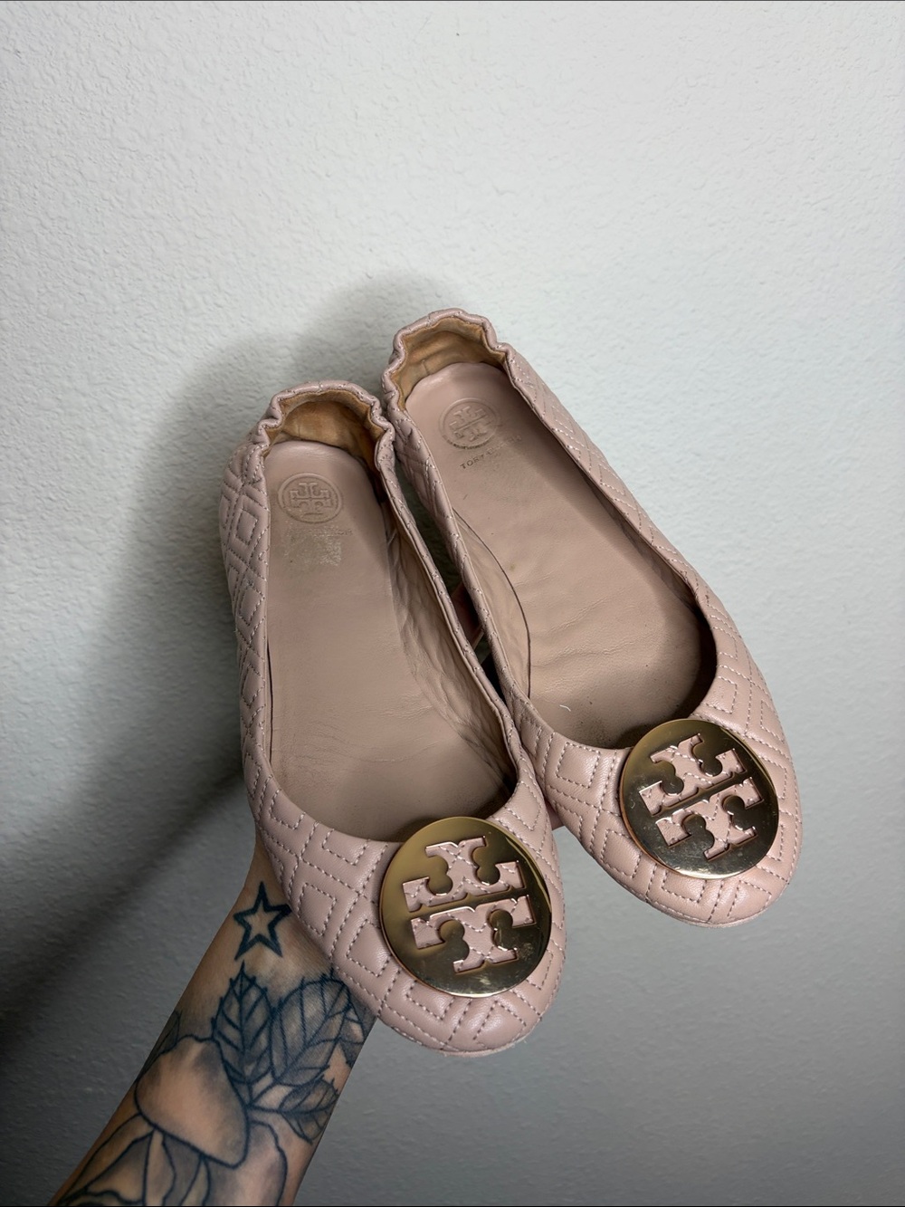 Tory Burch | Women’s Pink Quilted Minnie Travel Ballet Flats Size 9